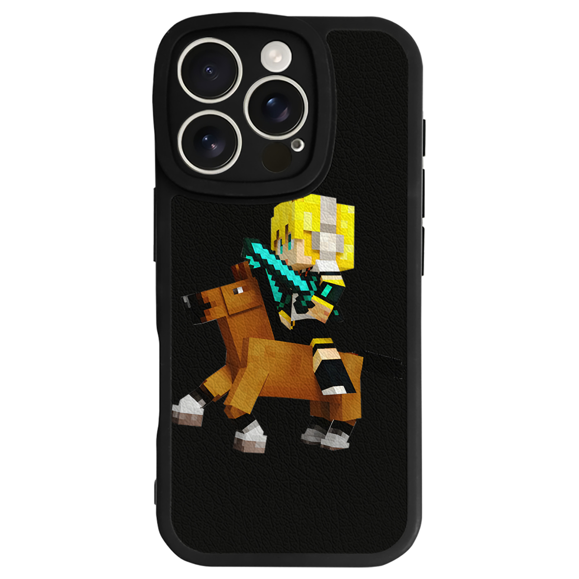 （画像用） マインクラフト ブロックの世界 Minecraft MC Block world 【iPhone 16シリーズ対応】シリコンスマホケース（レザー調） 材質：シリコン